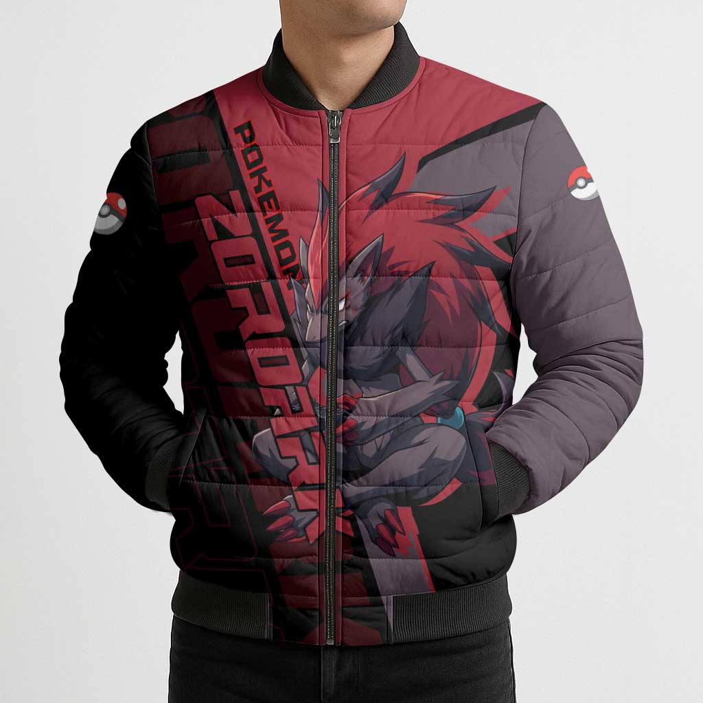Zoroark Poké Bomber Puffer Jacket Dark Neon Anime Style