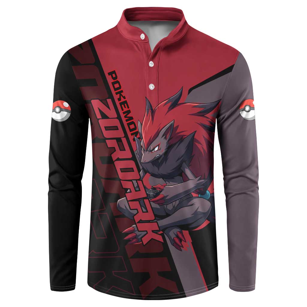 Zoroark Poké Button Sweatshirt Dark Neon Anime Style