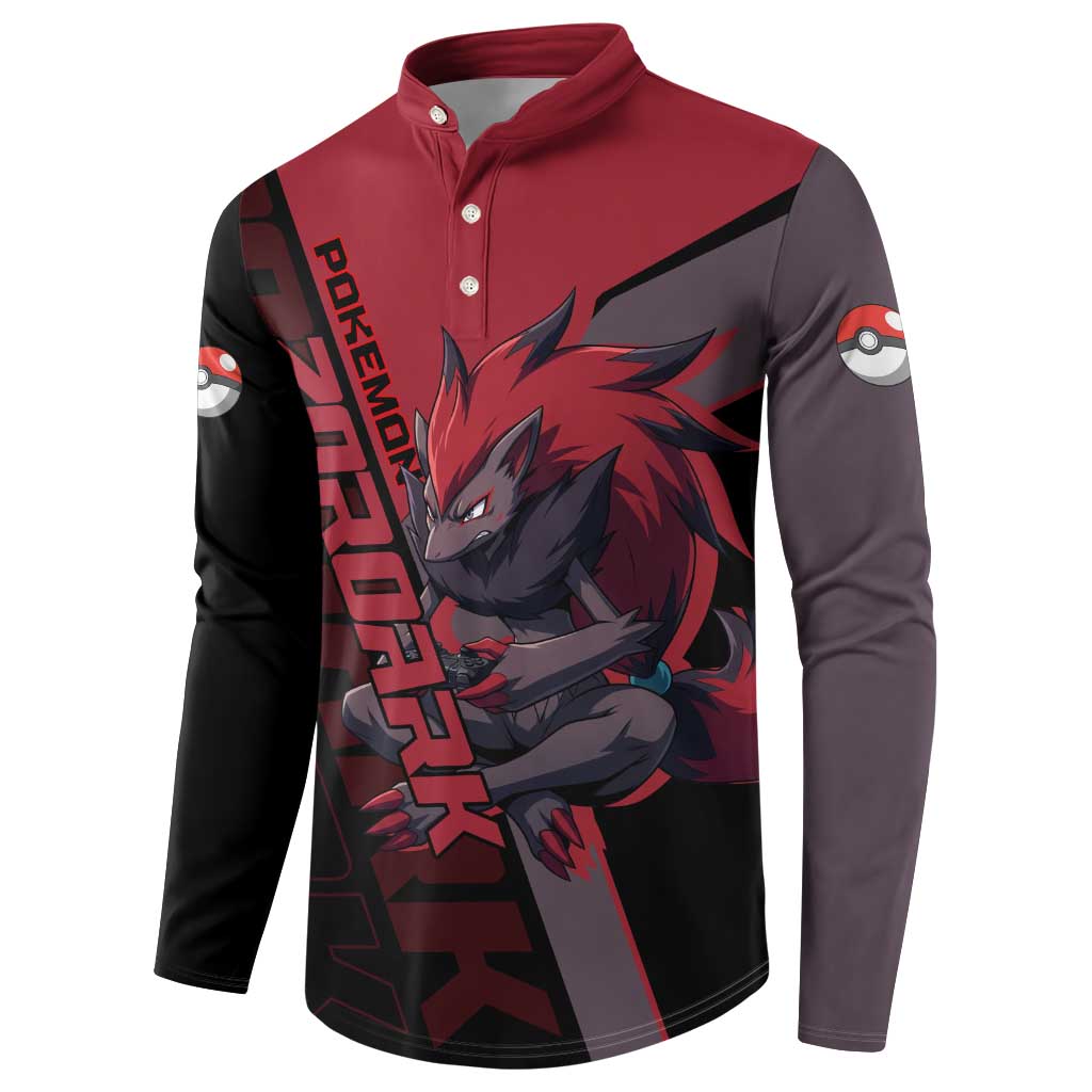Zoroark Poké Button Sweatshirt Dark Neon Anime Style