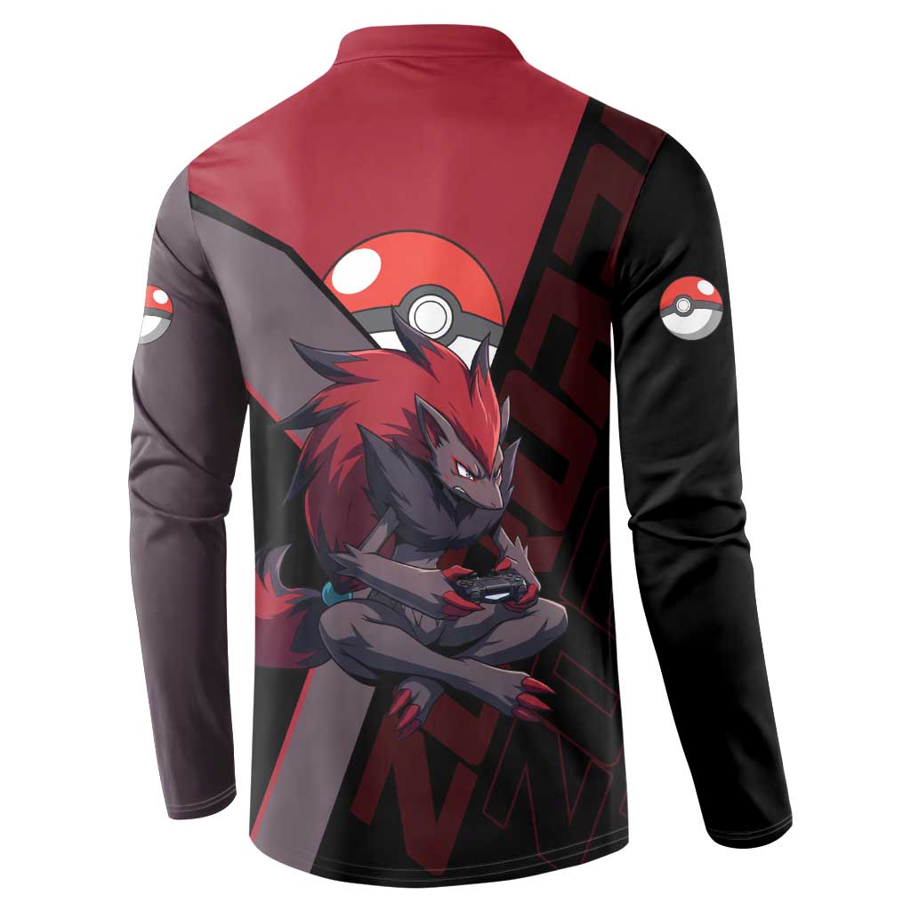 Zoroark Poké Button Sweatshirt Dark Neon Anime Style
