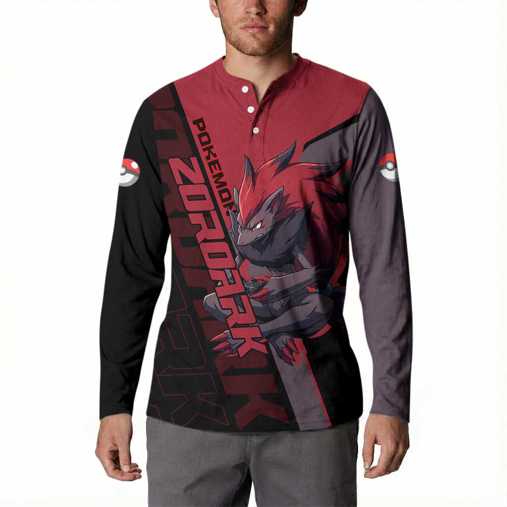 Zoroark Poké Button Sweatshirt Dark Neon Anime Style