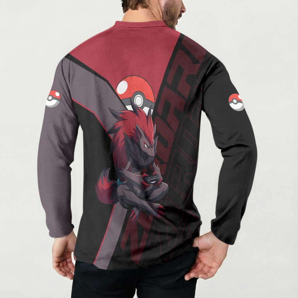Zoroark Poké Button Sweatshirt Dark Neon Anime Style