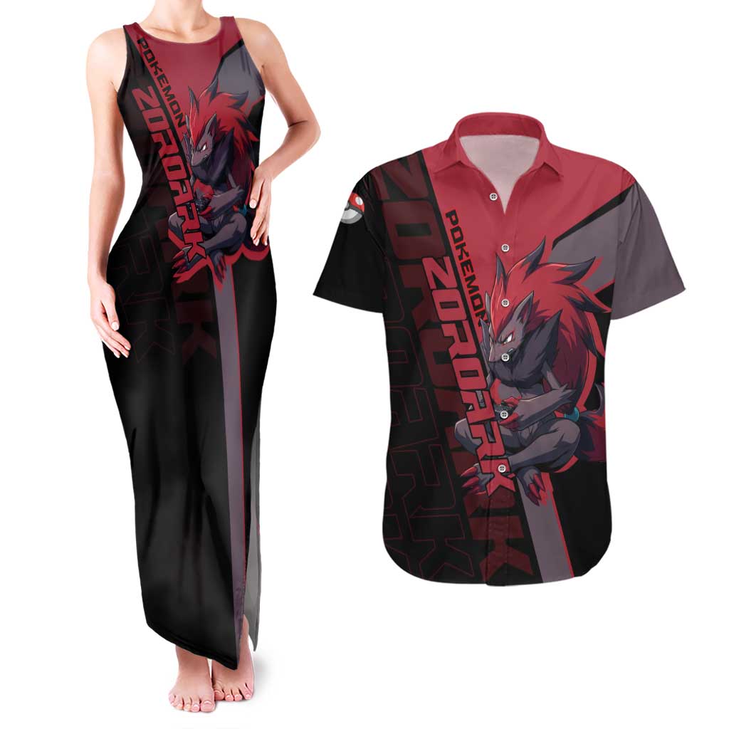 Zoroark Poké Couples Matching Tank Maxi Dress and Hawaiian Shirt Dark Neon Anime Style