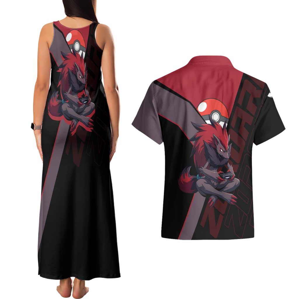 Zoroark Poké Couples Matching Tank Maxi Dress and Hawaiian Shirt Dark Neon Anime Style