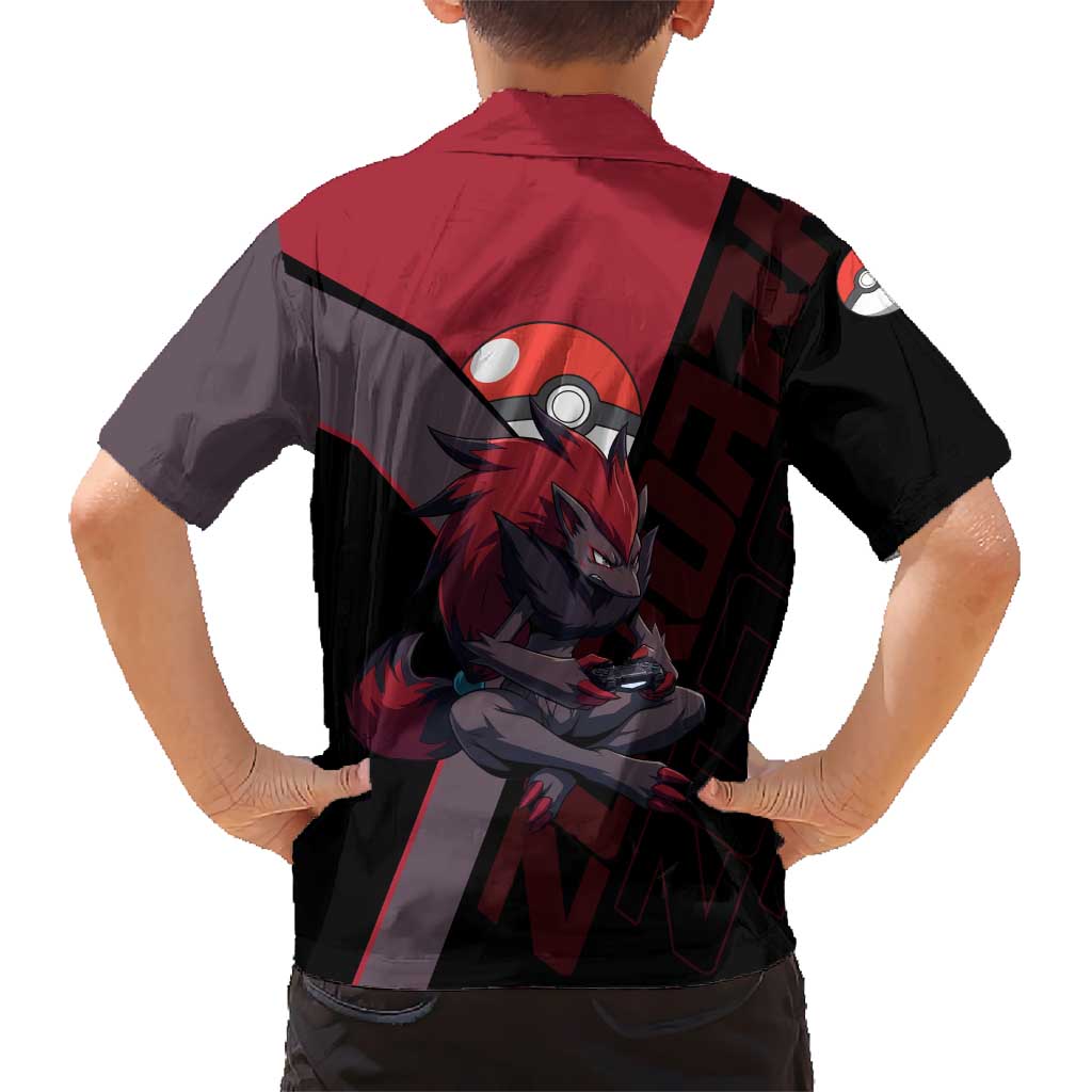 Zoroark Poké Family Matching Off Shoulder Maxi Dress and Hawaiian Shirt Dark Neon Anime Style