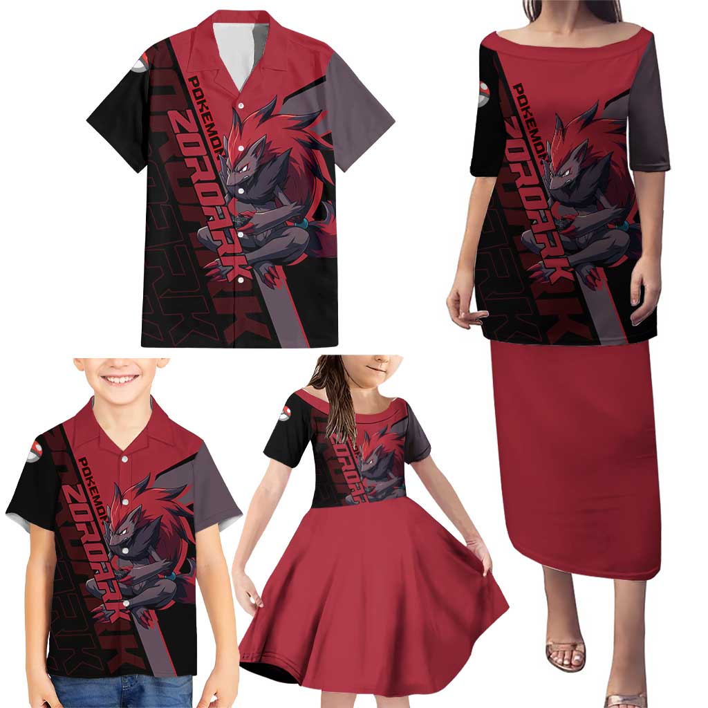 Zoroark Poké Family Matching Puletasi and Hawaiian Shirt Dark Neon Anime Style