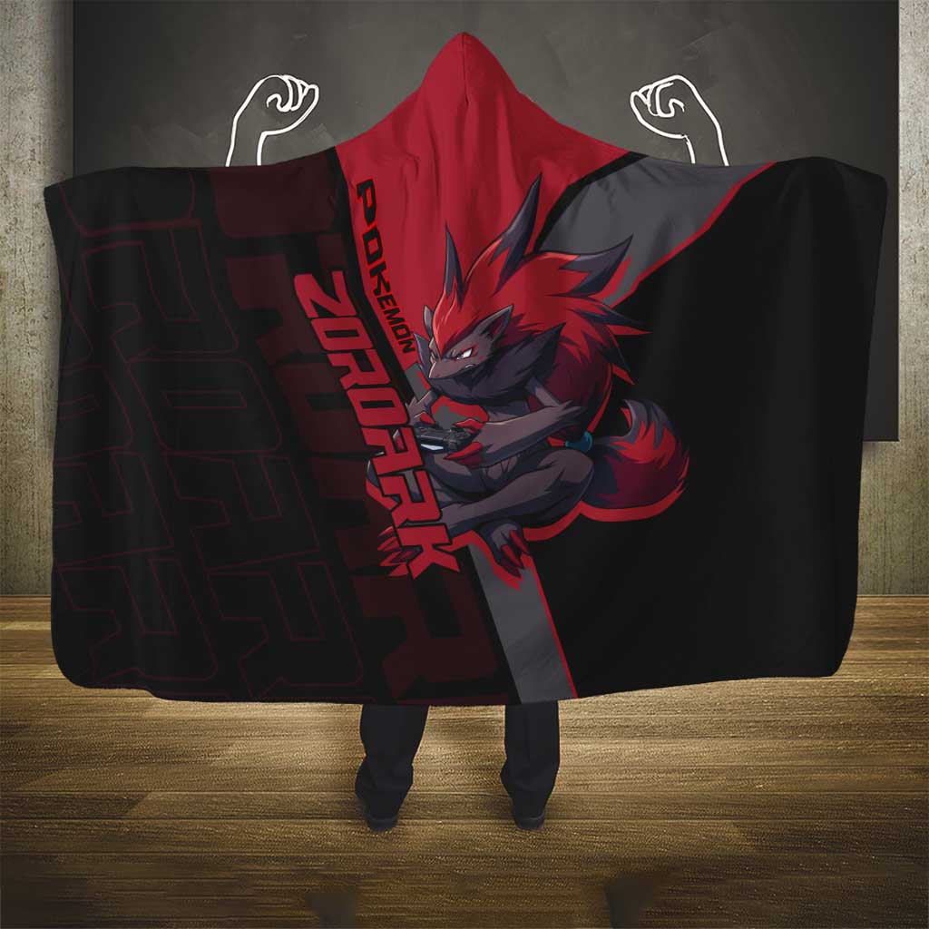 Zoroark Poké Hooded Blanket Dark Neon Anime Style