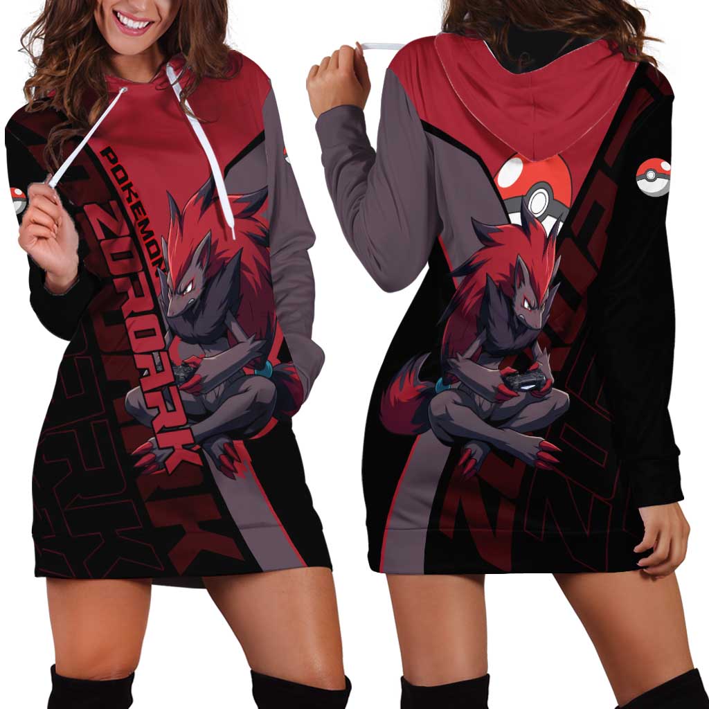 Zoroark Poké Hoodie Dress Dark Neon Anime Style