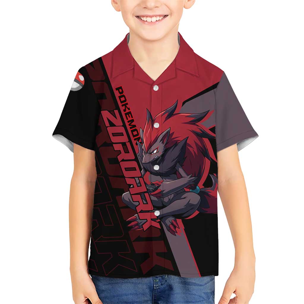 Zoroark Poké Kid Hawaiian Shirt Dark Neon Anime Style