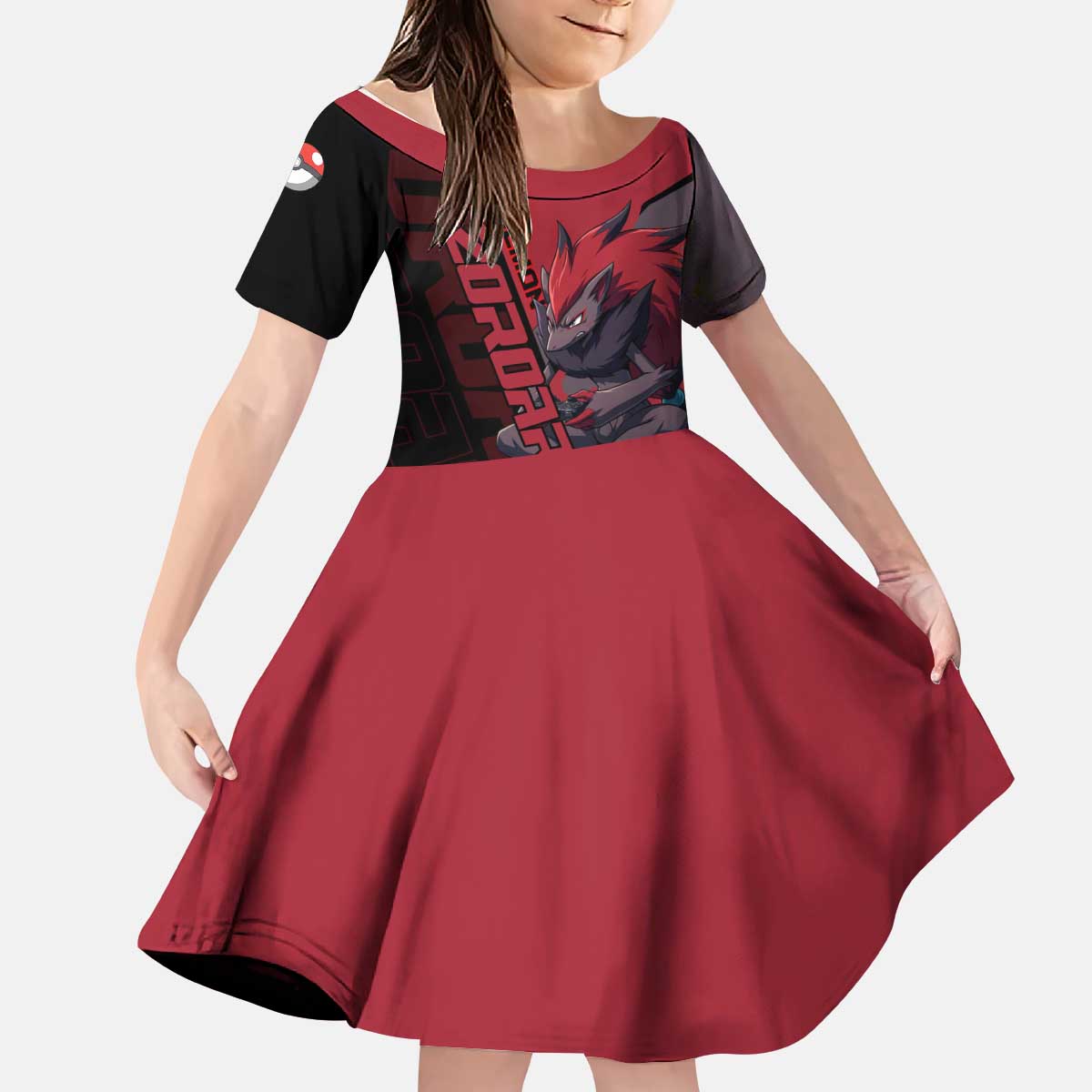 Zoroark Poké Kid Short Sleeve Dress Dark Neon Anime Style