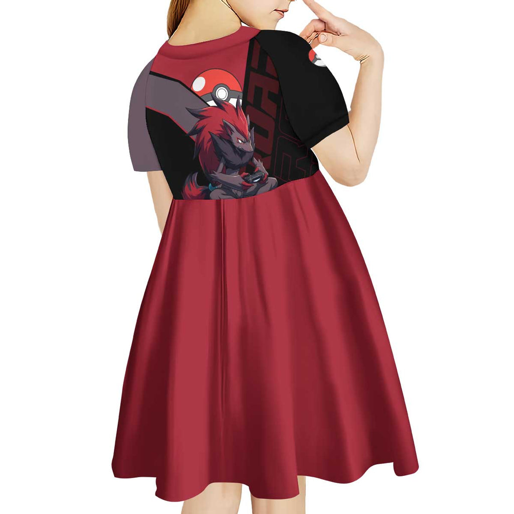 Zoroark Poké Kid Short Sleeve Dress Dark Neon Anime Style