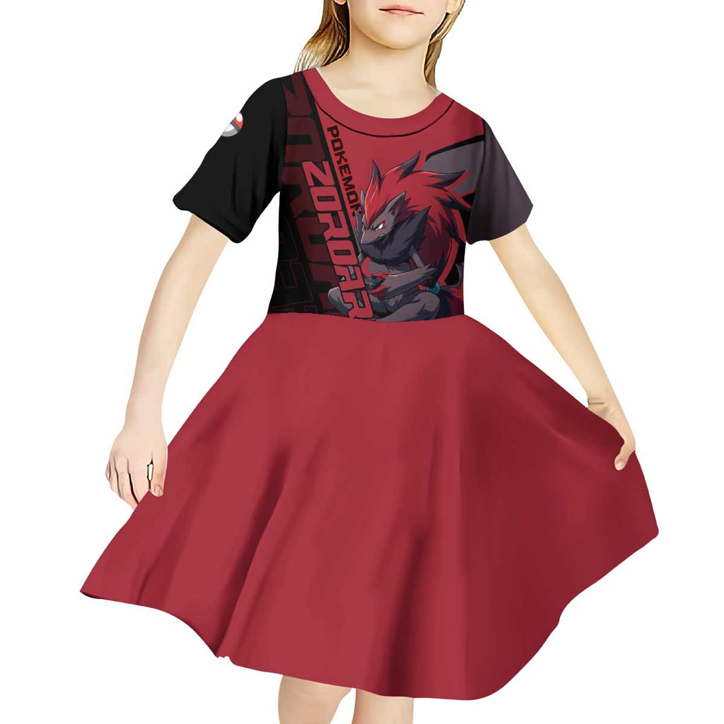 Zoroark Poké Kid Short Sleeve Dress Dark Neon Anime Style