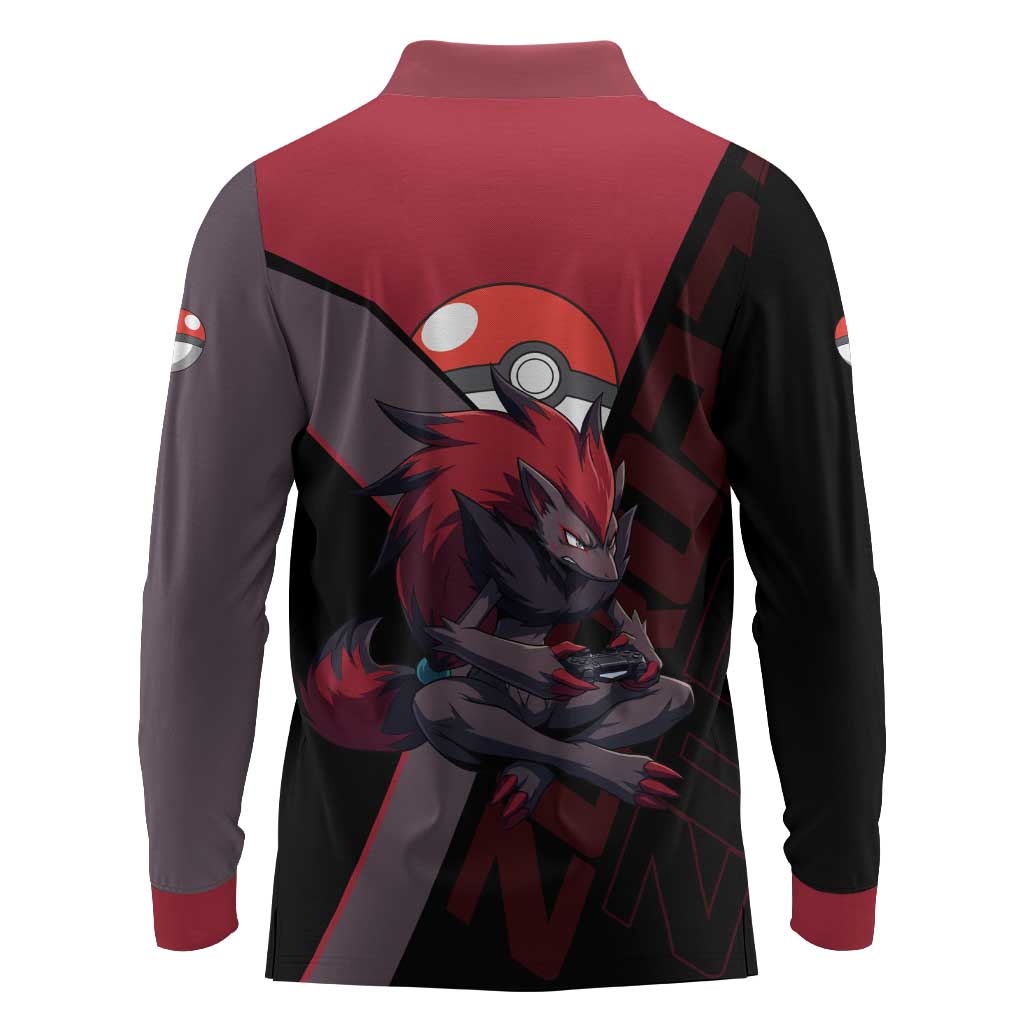 Zoroark Poké Long Sleeve Polo Shirt Dark Neon Anime Style