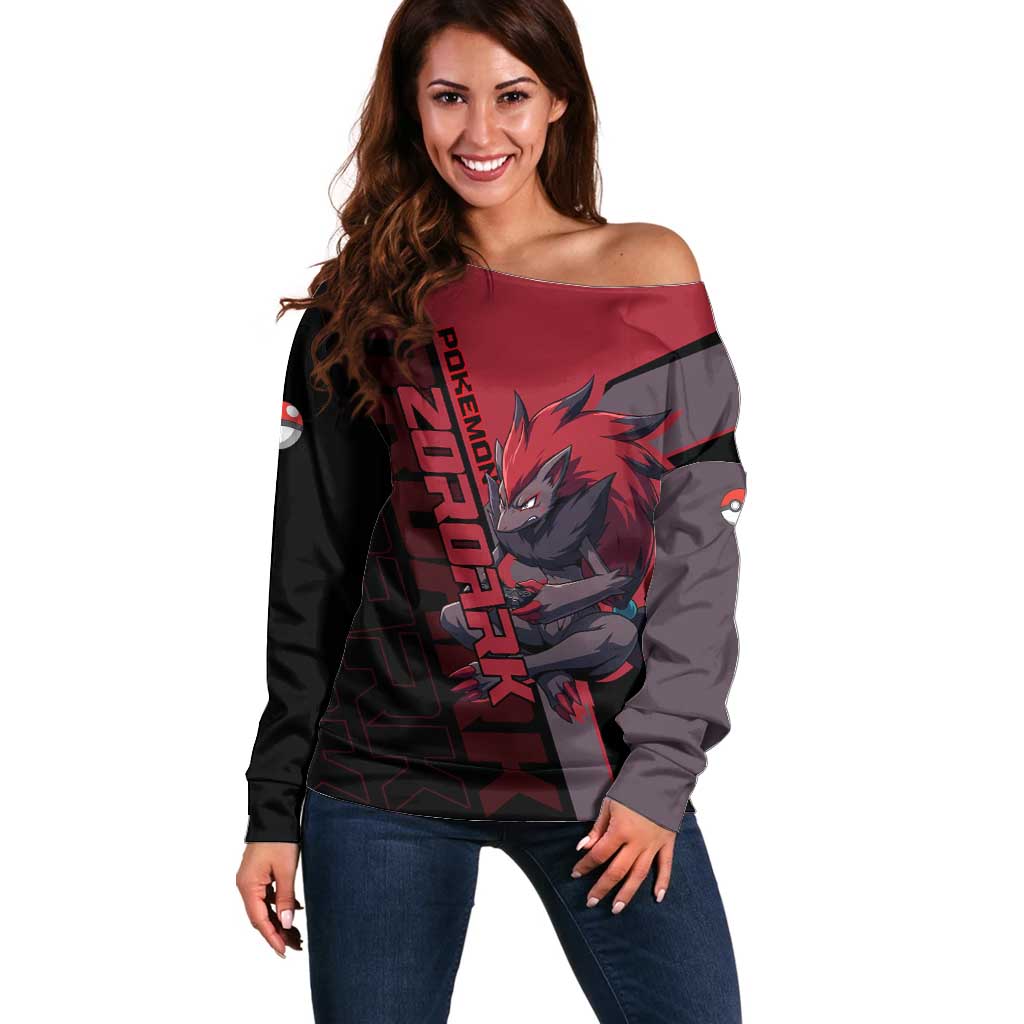 Zoroark Poké Off Shoulder Sweater Dark Neon Anime Style