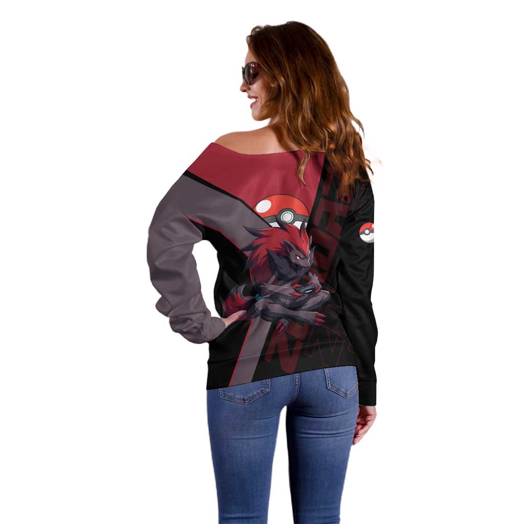 Zoroark Poké Off Shoulder Sweater Dark Neon Anime Style
