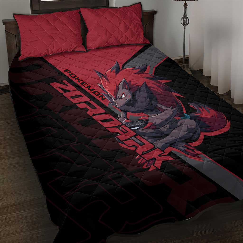 Zoroark Poké Quilt Bed Set Dark Neon Anime Style