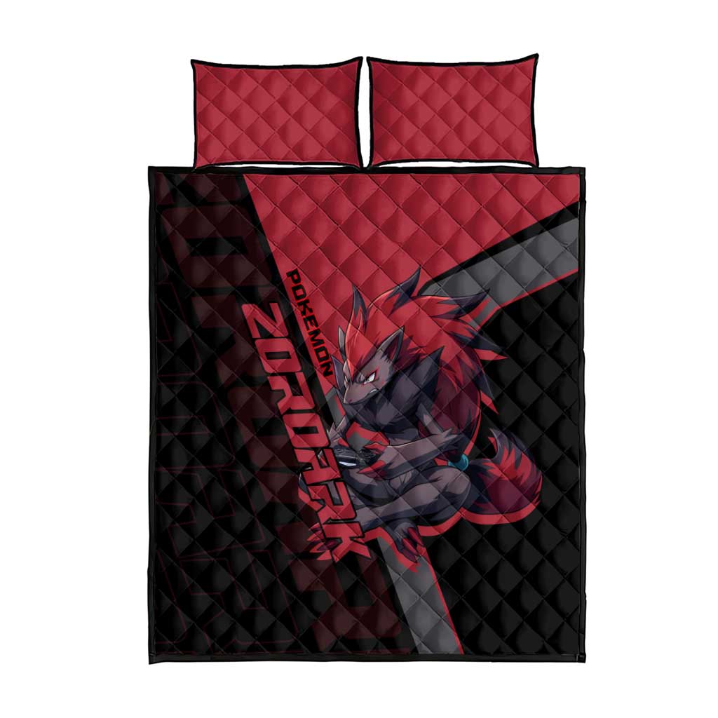 Zoroark Poké Quilt Bed Set Dark Neon Anime Style