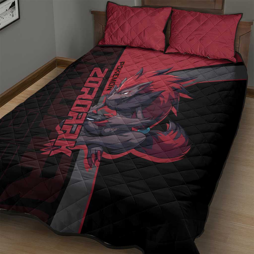 Zoroark Poké Quilt Bed Set Dark Neon Anime Style