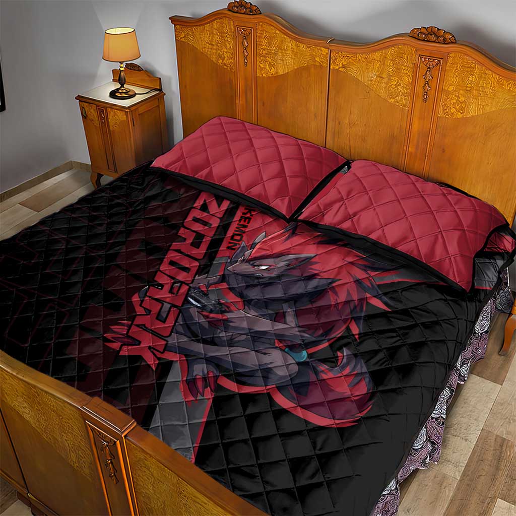 Zoroark Poké Quilt Bed Set Dark Neon Anime Style