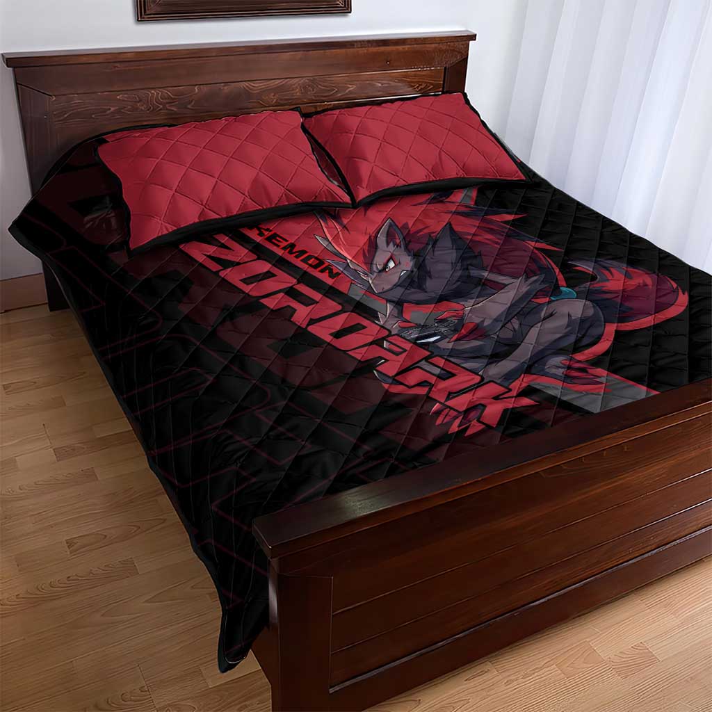 Zoroark Poké Quilt Bed Set Dark Neon Anime Style