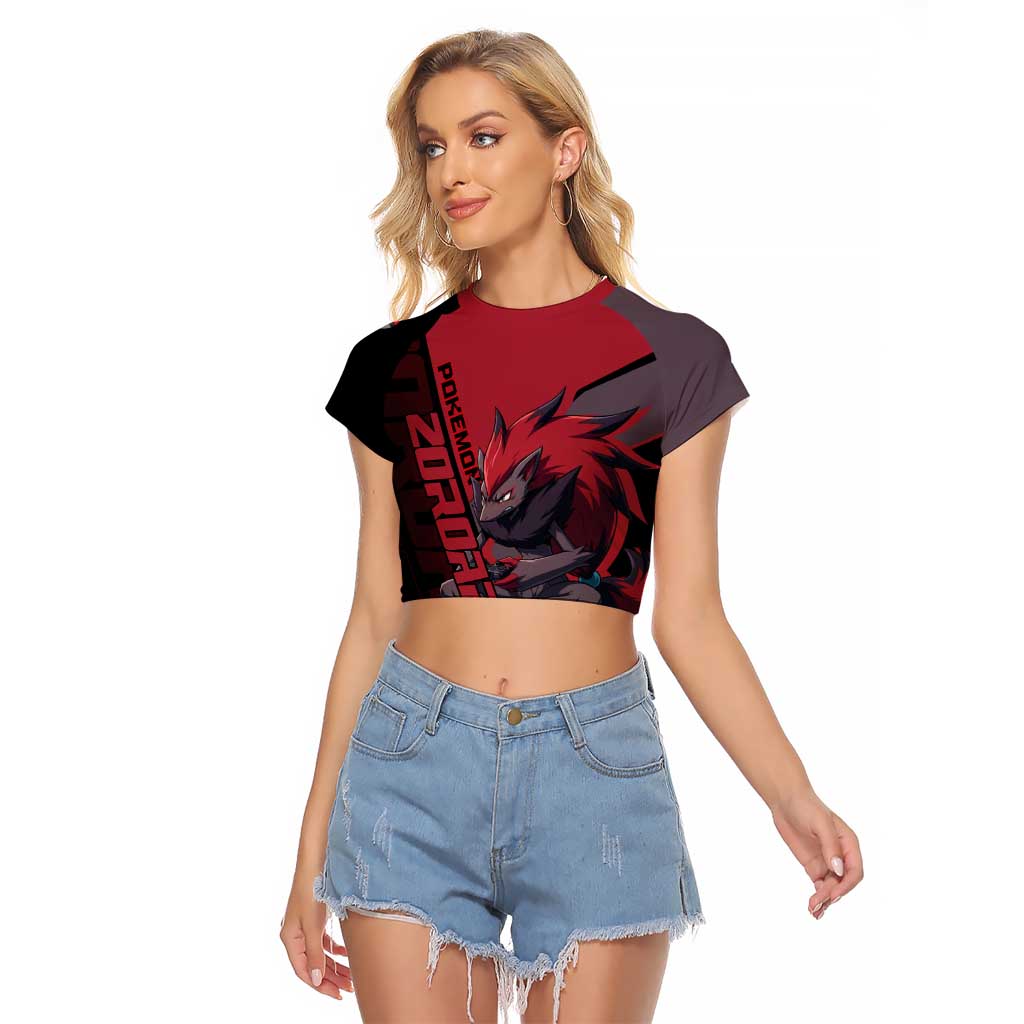 Zoroark Poké Raglan Cropped T Shirt Dark Neon Anime Style