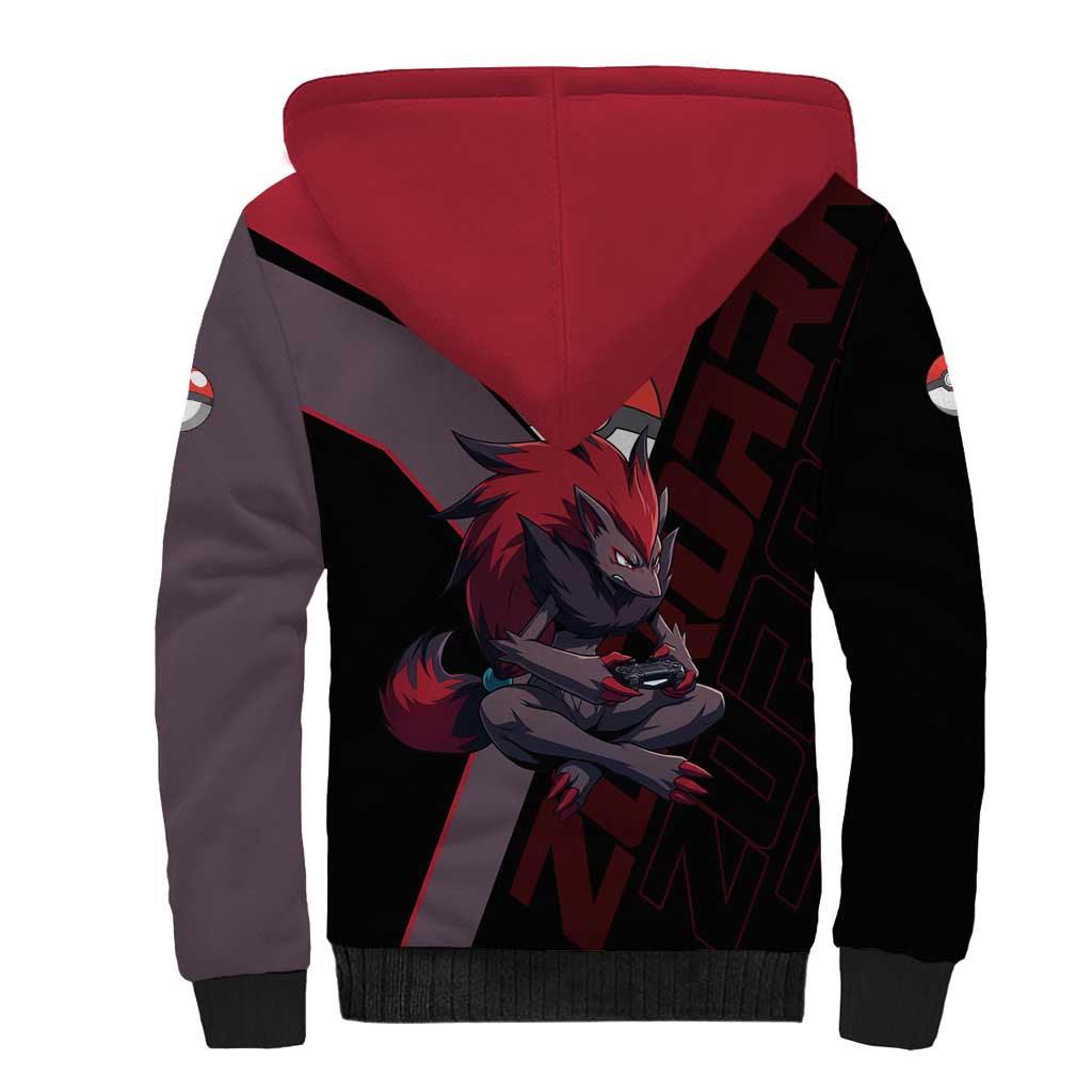 Zoroark Poké Sherpa Hoodie Dark Neon Anime Style