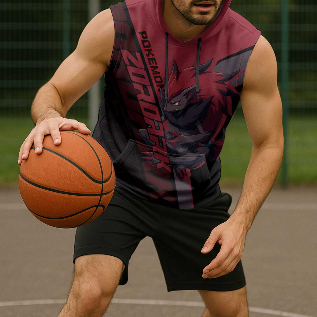 Zoroark Poké Sleeveless Hoodie Dark Neon Anime Style
