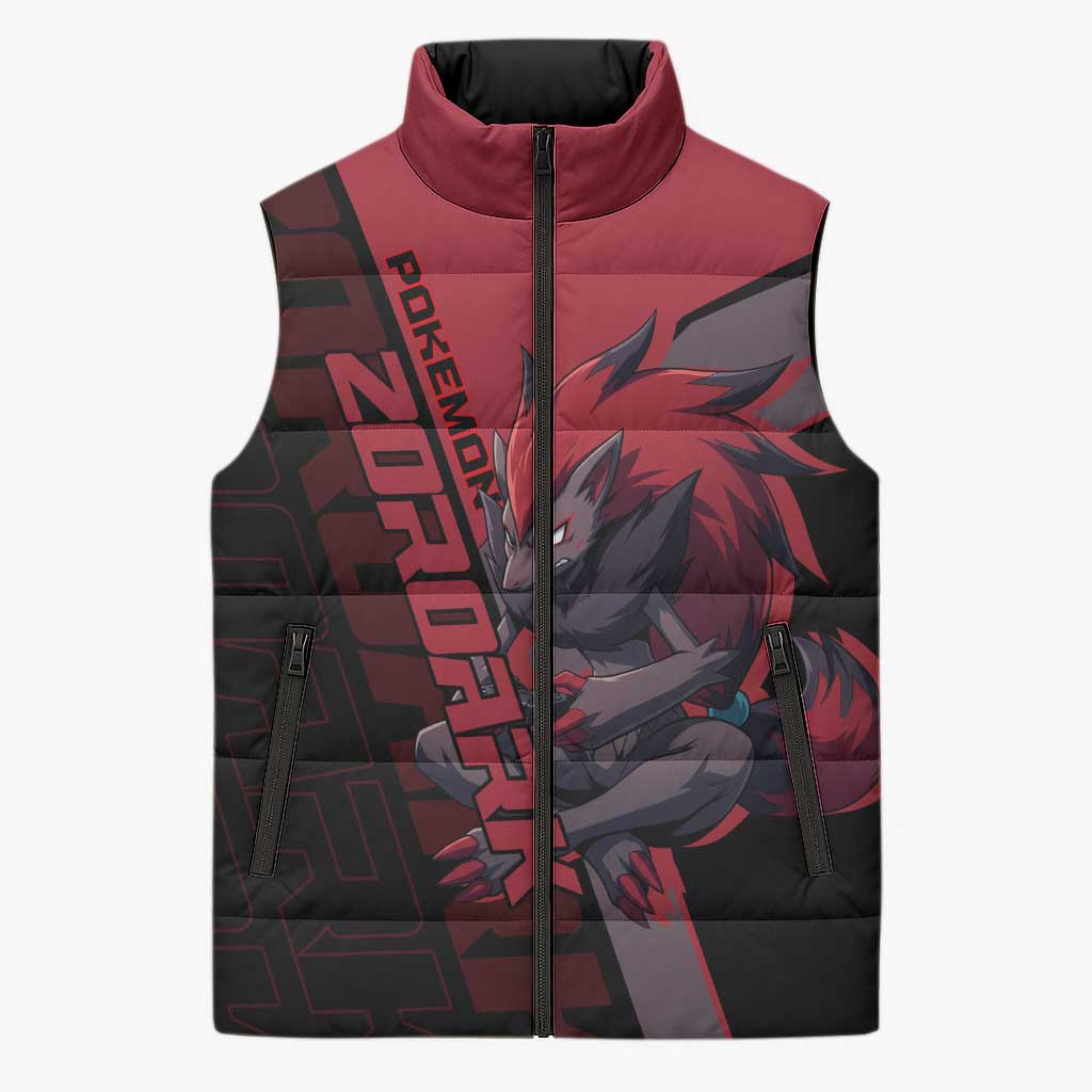 Zoroark Poké Sleeveless Puffer Jacket Dark Neon Anime Style