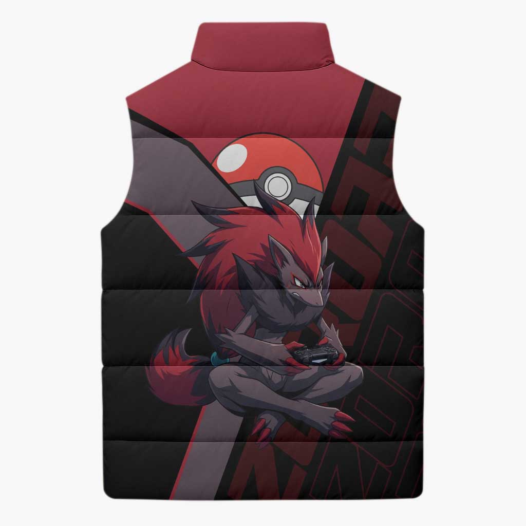Zoroark Poké Sleeveless Puffer Jacket Dark Neon Anime Style