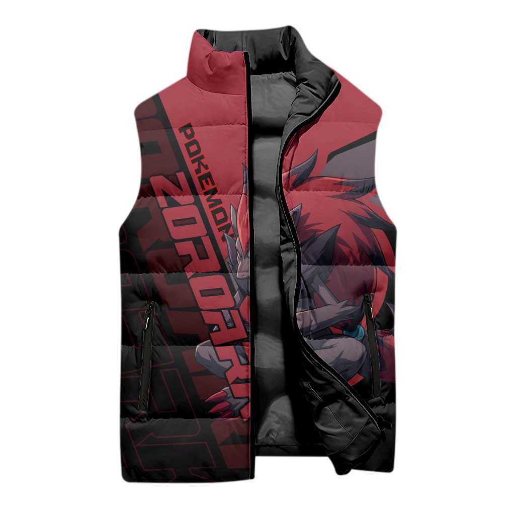 Zoroark Poké Sleeveless Puffer Jacket Dark Neon Anime Style