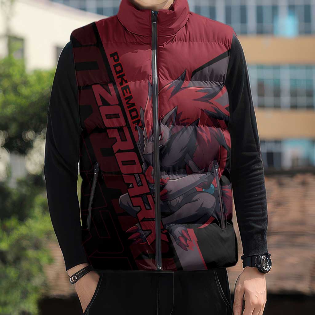 Zoroark Poké Sleeveless Puffer Jacket Dark Neon Anime Style