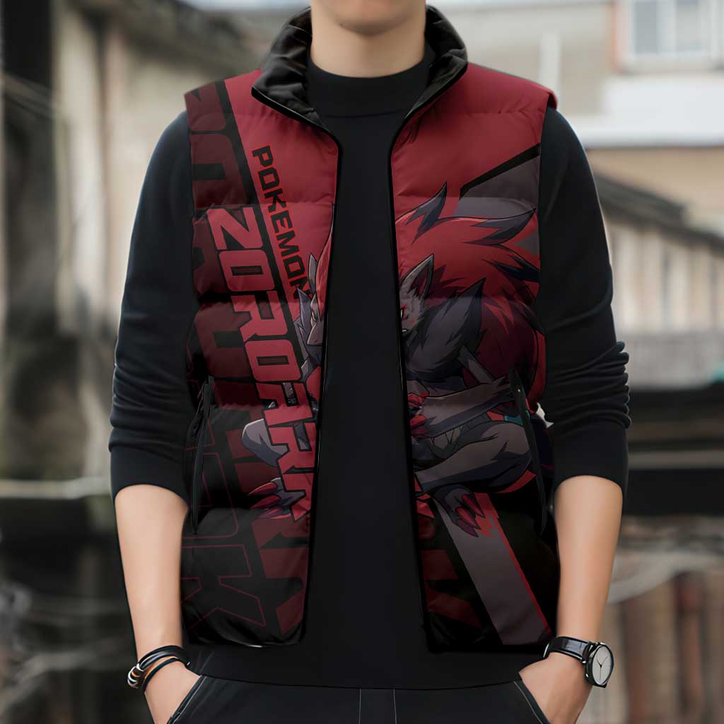 Zoroark Poké Sleeveless Puffer Jacket Dark Neon Anime Style