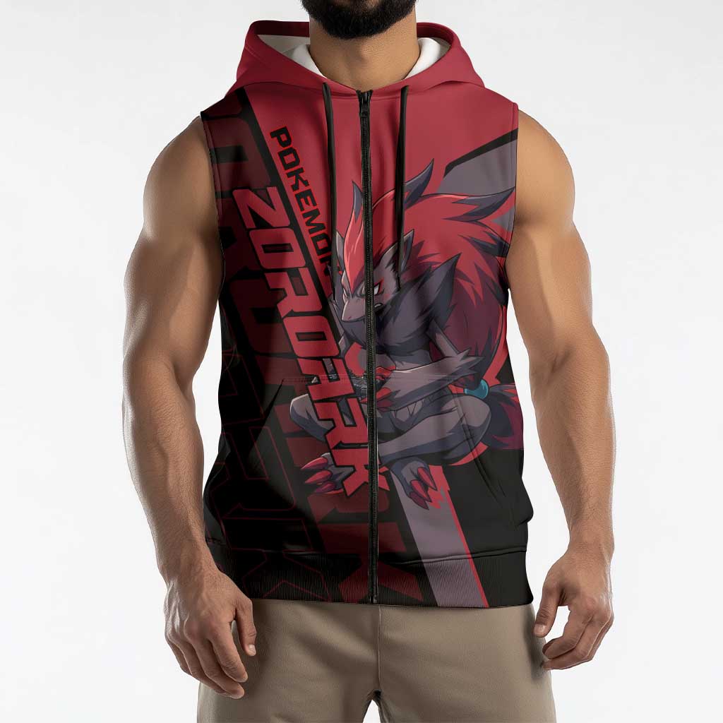 Zoroark Poké Sleeveless Zip Hoodie Dark Neon Anime Style
