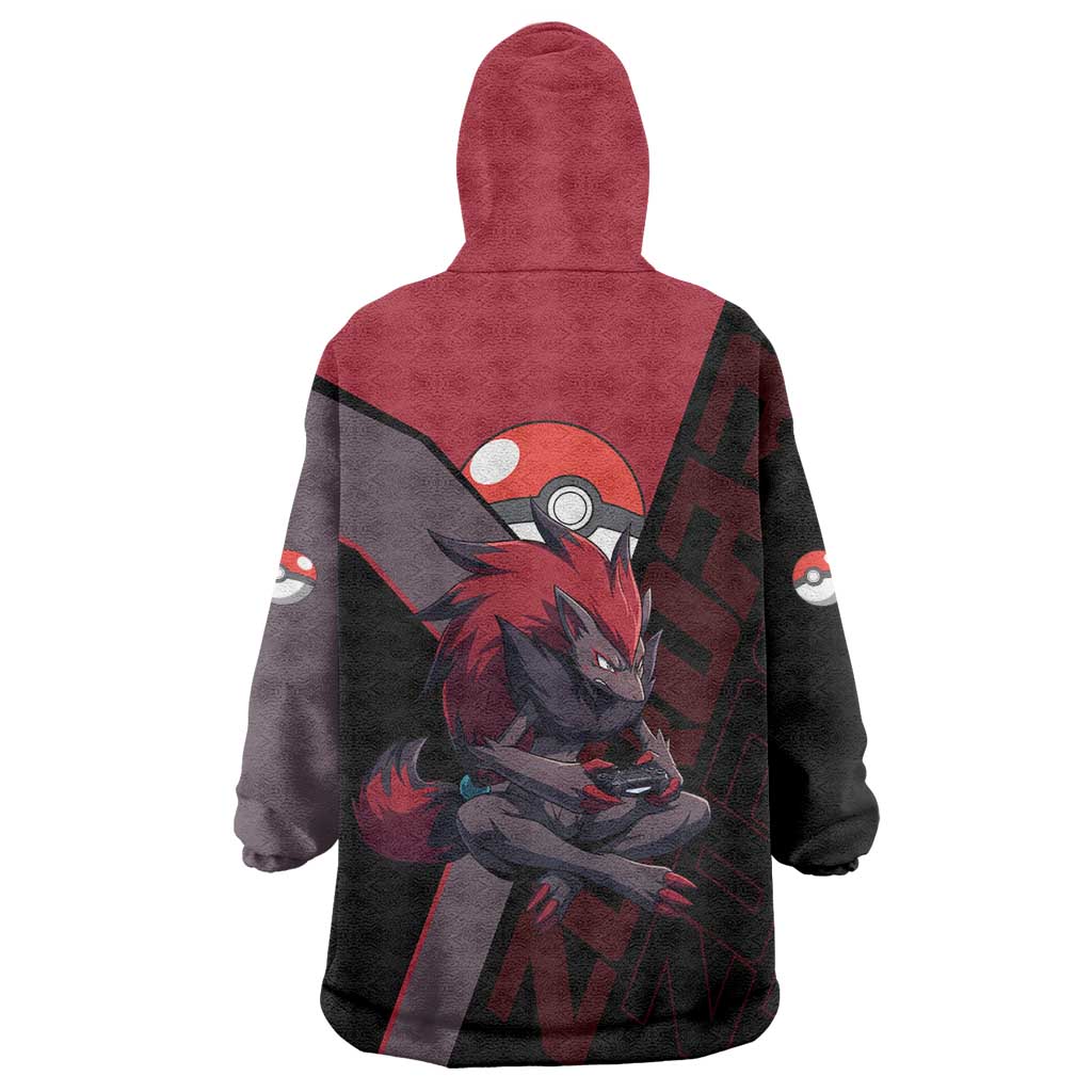 Zoroark Poké Wearable Blanket Hoodie Dark Neon Anime Style