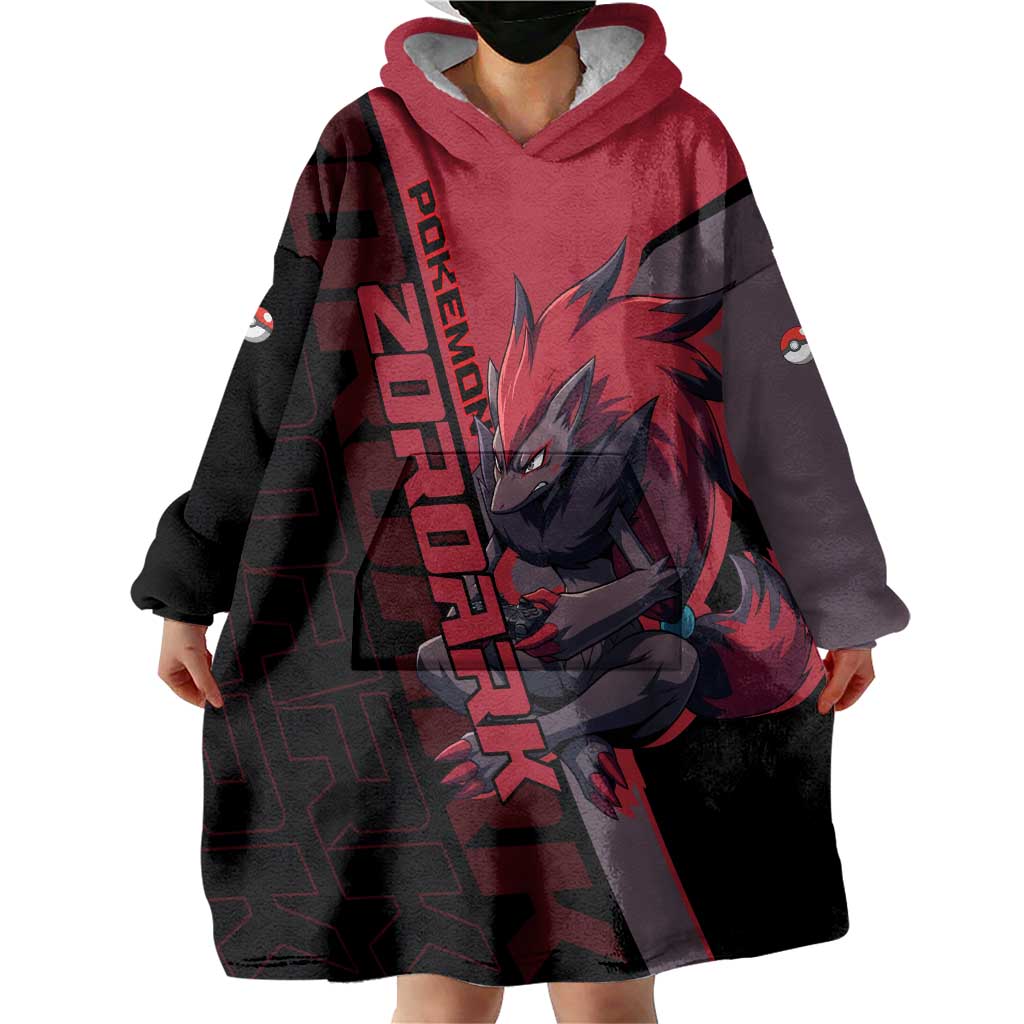 Zoroark Poké Wearable Blanket Hoodie Dark Neon Anime Style