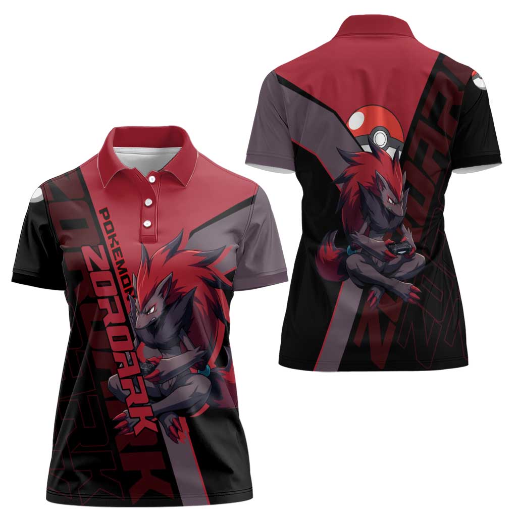 Zoroark Poké Women Polo Shirt Dark Neon Anime Style