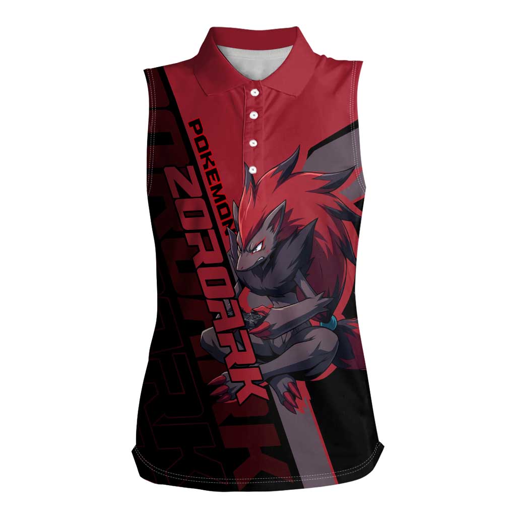 Zoroark Poké Women Sleeveless Polo Shirt Dark Neon Anime Style