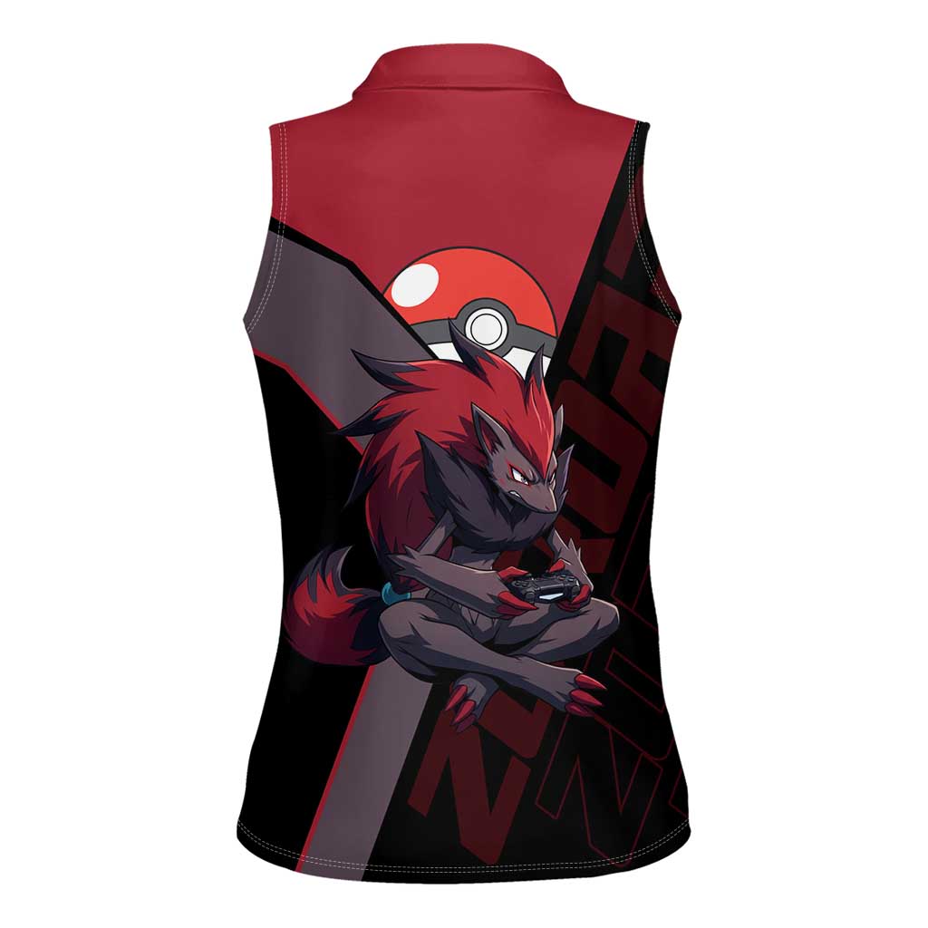 Zoroark Poké Women Sleeveless Polo Shirt Dark Neon Anime Style