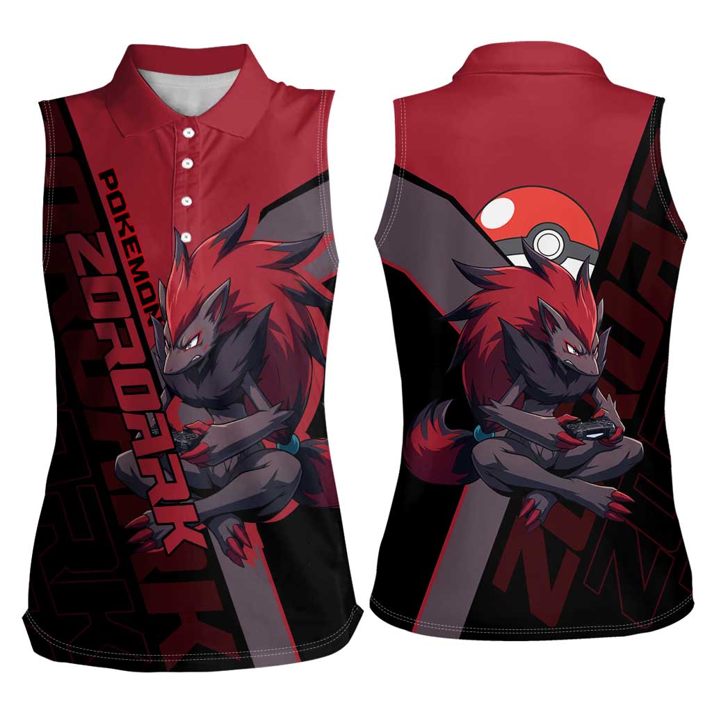 Zoroark Poké Women Sleeveless Polo Shirt Dark Neon Anime Style