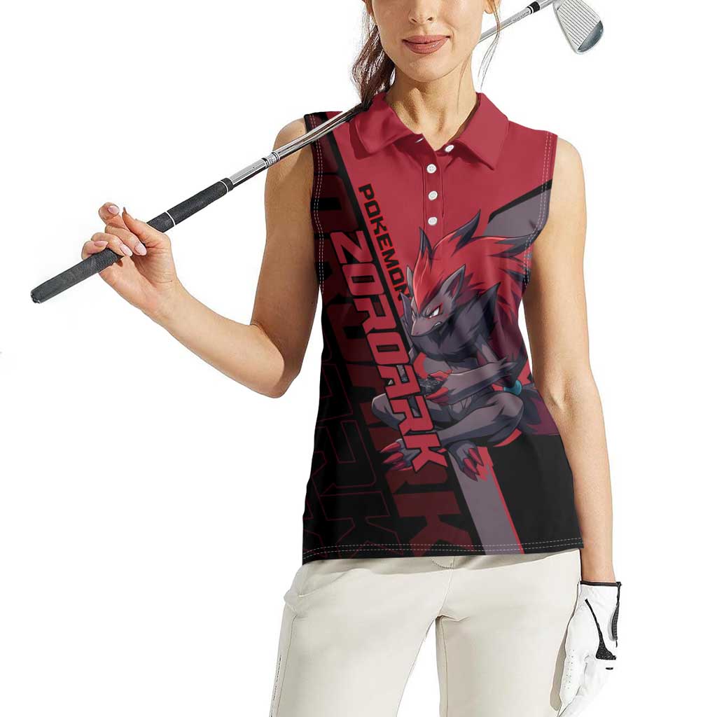 Zoroark Poké Women Sleeveless Polo Shirt Dark Neon Anime Style
