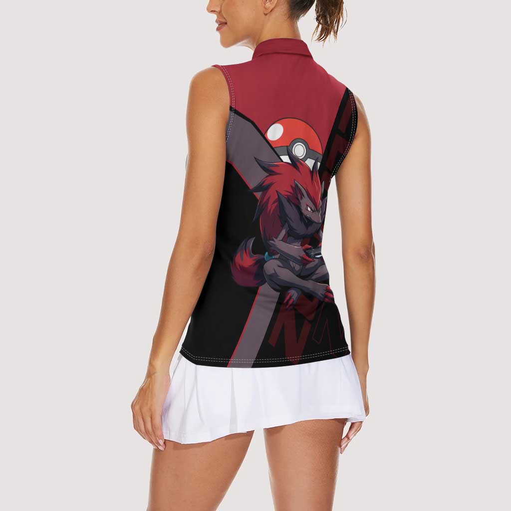 Zoroark Poké Women Sleeveless Polo Shirt Dark Neon Anime Style