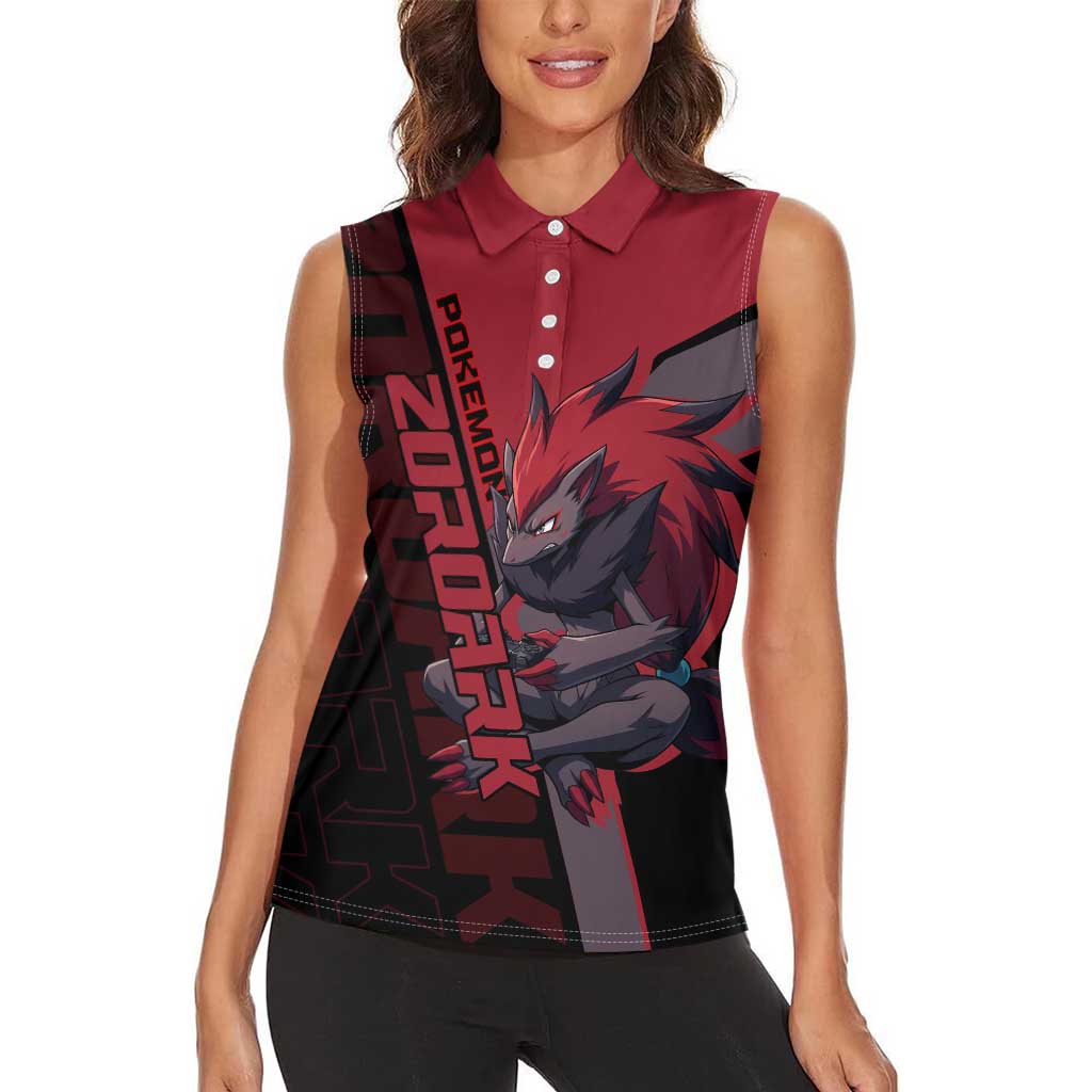 Zoroark Poké Women Sleeveless Polo Shirt Dark Neon Anime Style