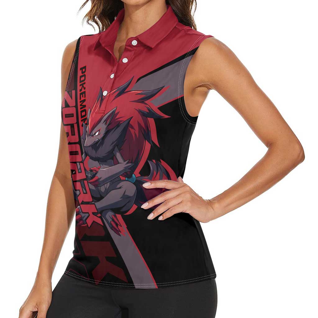 Zoroark Poké Women Sleeveless Polo Shirt Dark Neon Anime Style