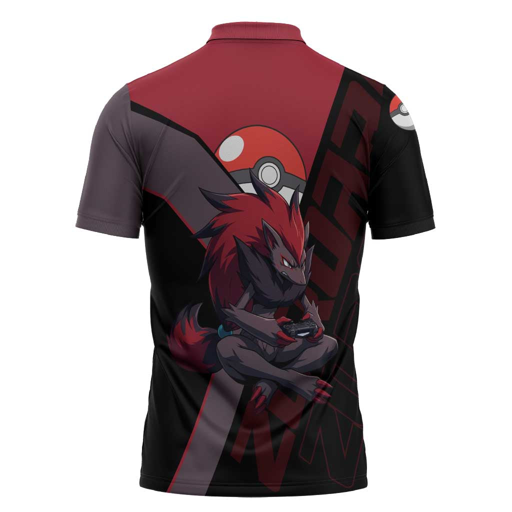 Zoroark Poké Zipper Polo Shirt Dark Neon Anime Style