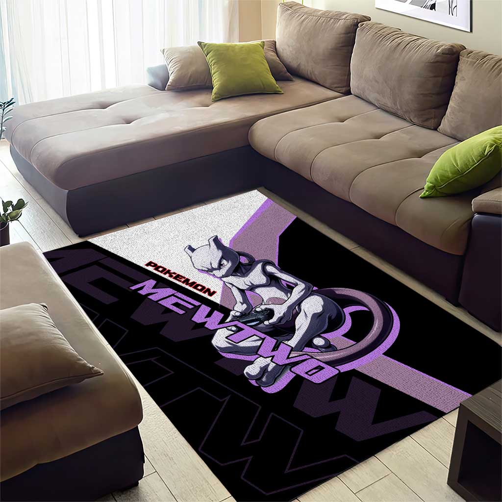 Mewtwo Poké Area Rug Shadowcore Anime Style