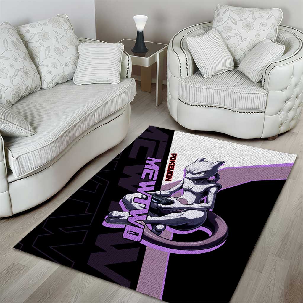 Mewtwo Poké Area Rug Shadowcore Anime Style