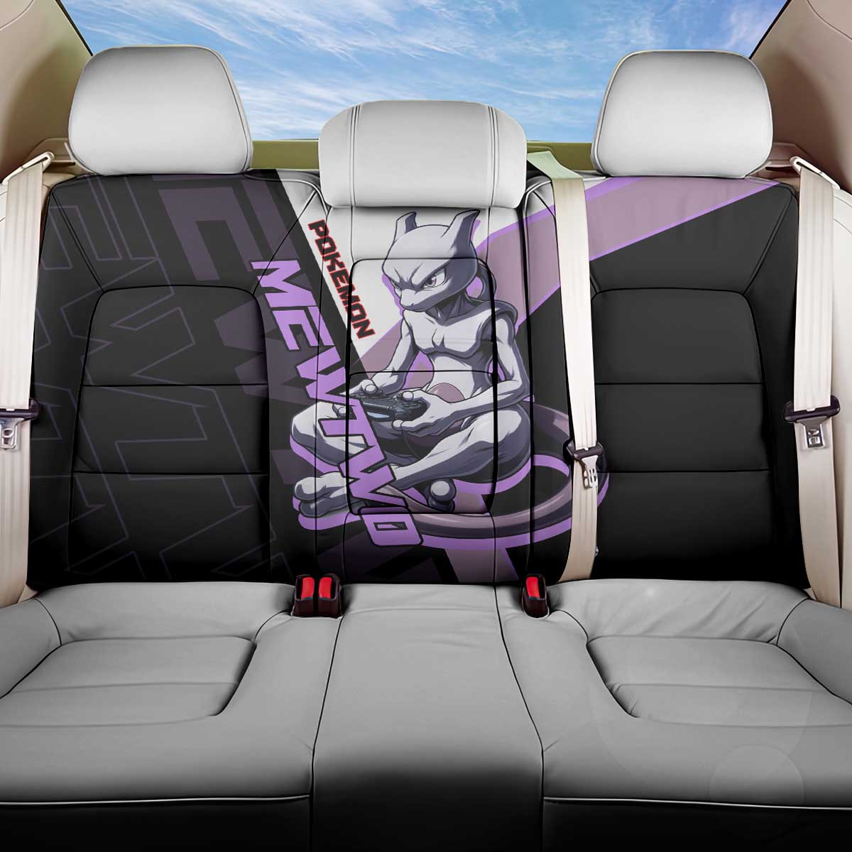 Mewtwo Poké Back Car Seat Cover Shadowcore Anime Style