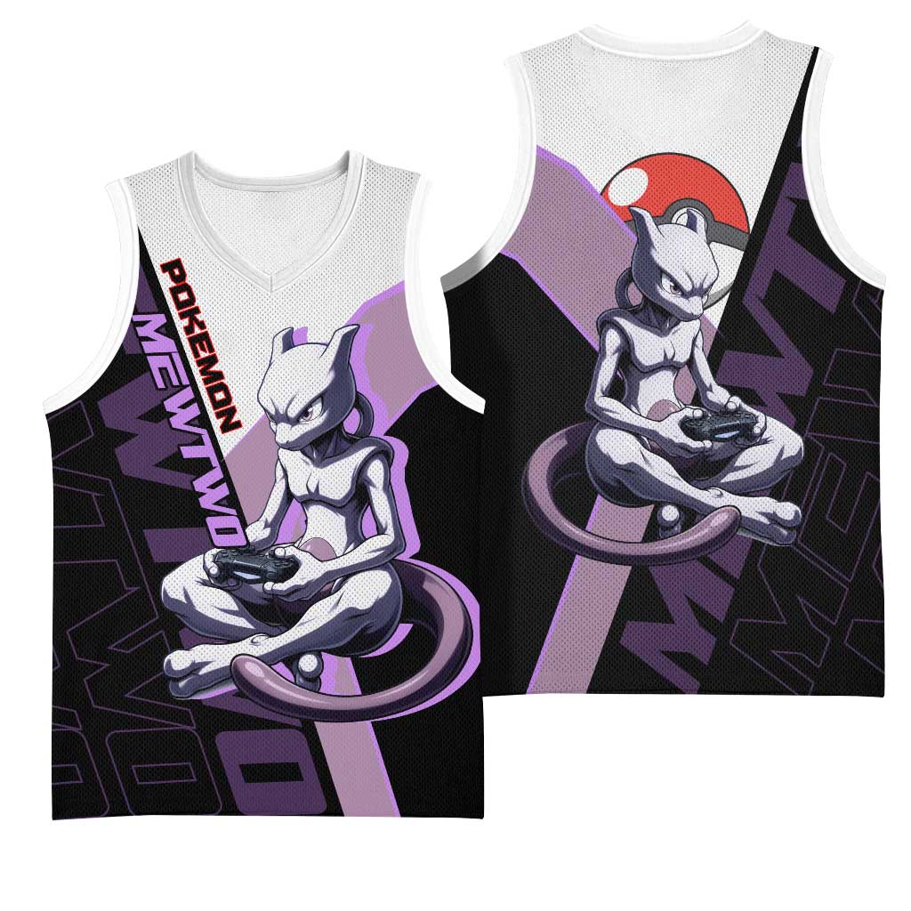 Mewtwo Poké Basketball Jersey Shadowcore Anime Style