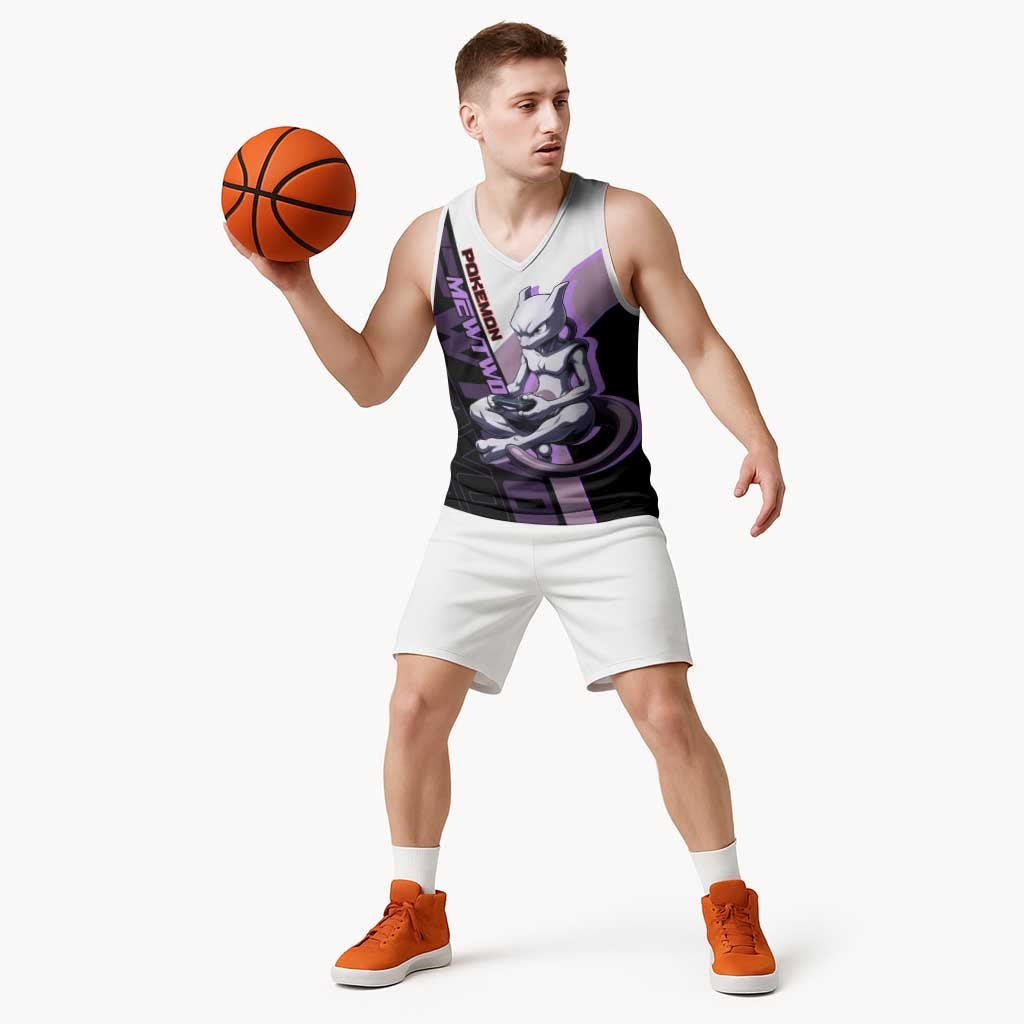 Mewtwo Poké Basketball Jersey Shadowcore Anime Style