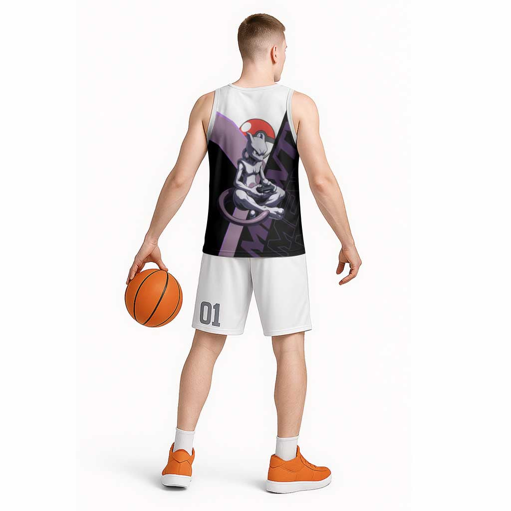 Mewtwo Poké Basketball Jersey Shadowcore Anime Style